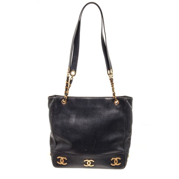 Chanel Navy Caviar Leather Triple CC Shoulder Bag